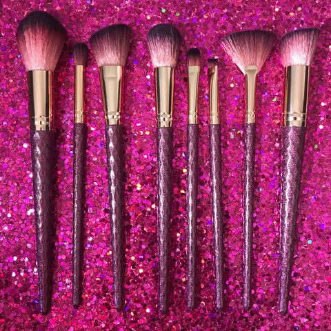 8 piece Red Glitter Brush Set